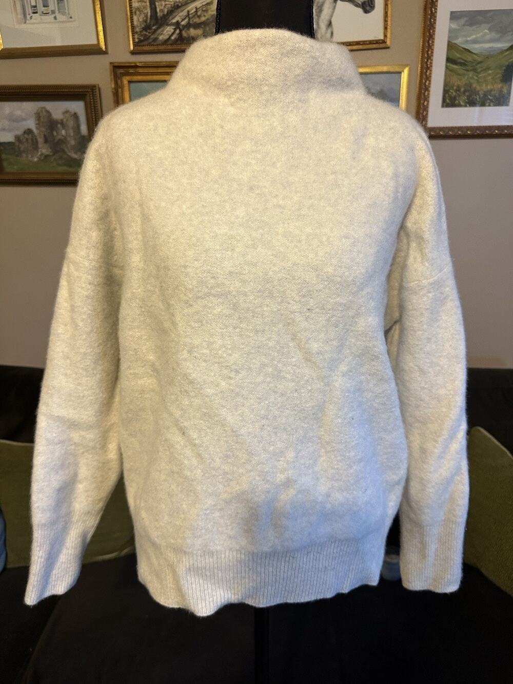 Vince Ultra Soft Boiled Cashmere Funnel Neck Sweater in Oatmeal Medium READ
